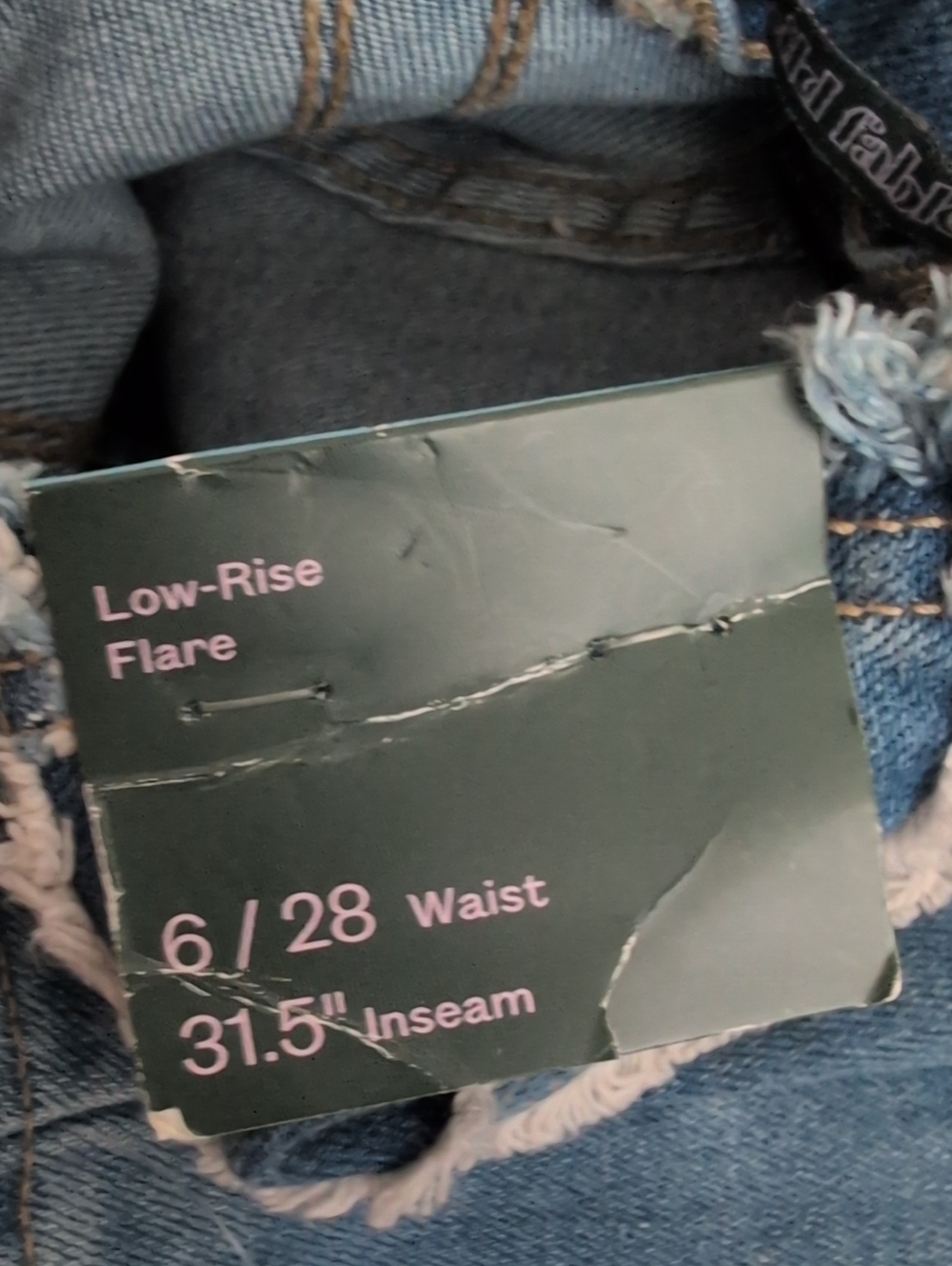 NWT Blue Striped Frayed  Women's 70's Low Rise Flared Jeans Size 6 - Picture 6 of 8